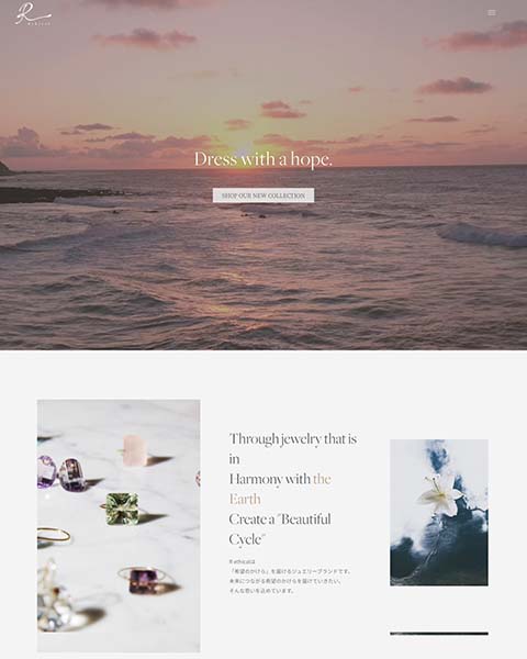 ジュエリーのネットショップの制作事例です。WordPress x WooCommerce x Elementorで制作しています。